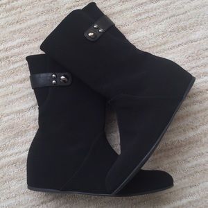 Stuart Weitzman Women's Wedge Luxury Black Downpour Dress Boots Gortex Size 7.5